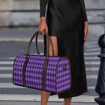 Purple Harlequin Pattern Print Duffle Bag
