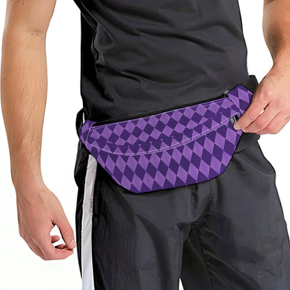 Purple Harlequin Pattern Print Fanny Pack