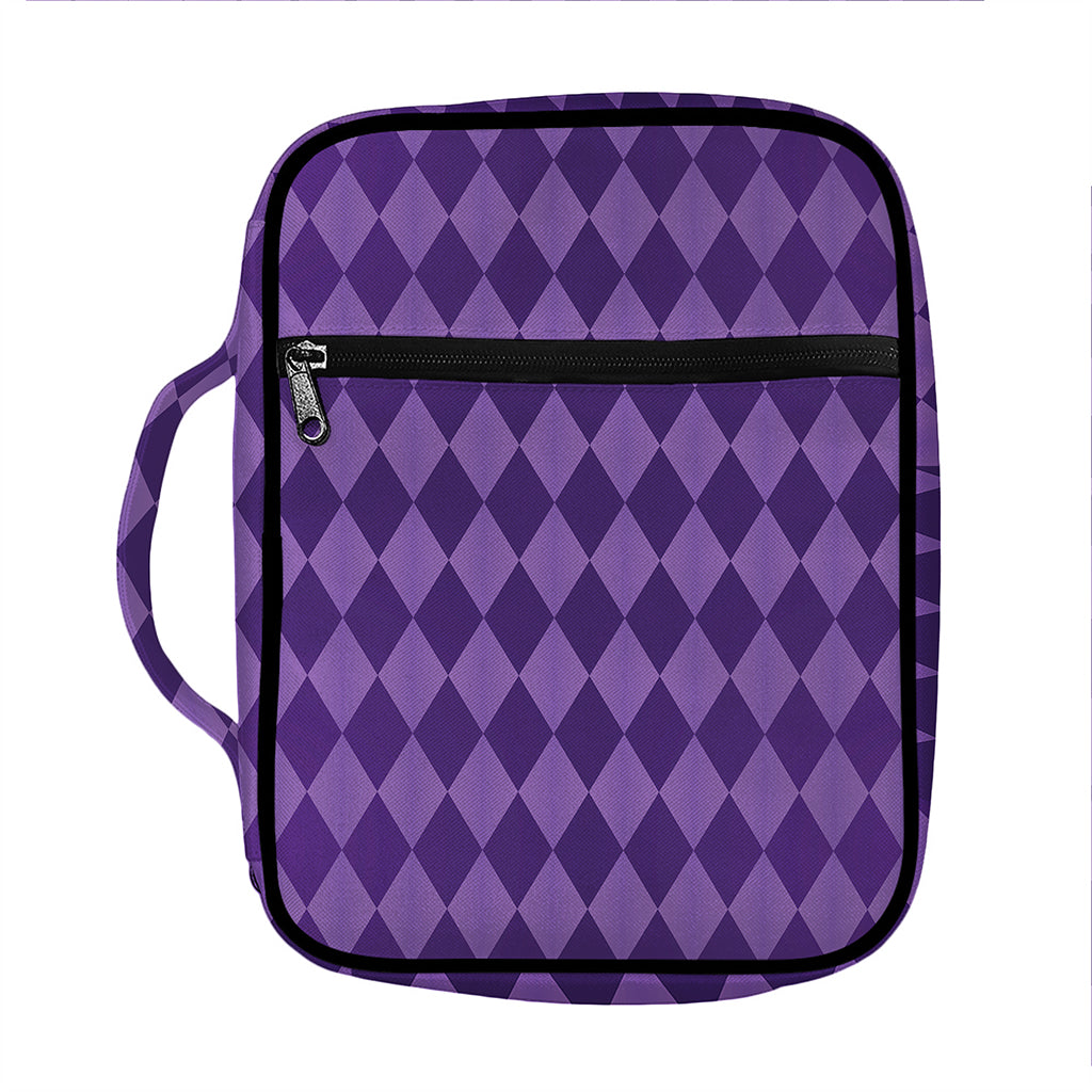 Purple Harlequin Pattern Print Front Pocket Bible Bag