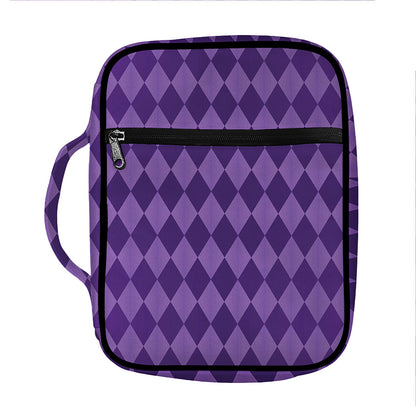 Purple Harlequin Pattern Print Front Pocket Bible Bag
