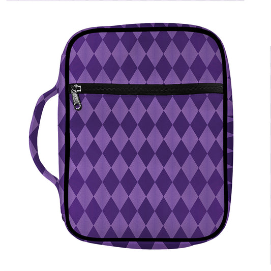 Purple Harlequin Pattern Print Front Pocket Bible Bag