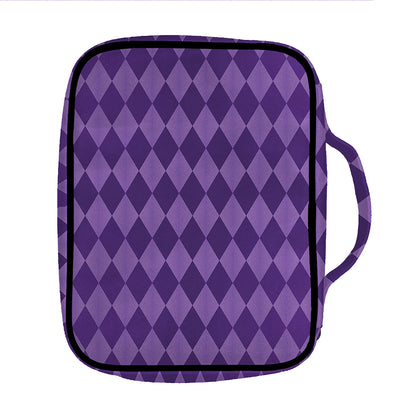 Purple Harlequin Pattern Print Front Pocket Bible Bag