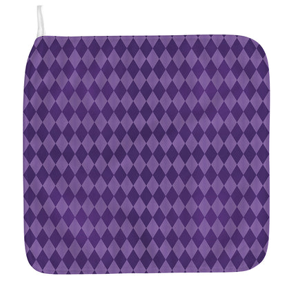 Purple Harlequin Pattern Print Hand Towel