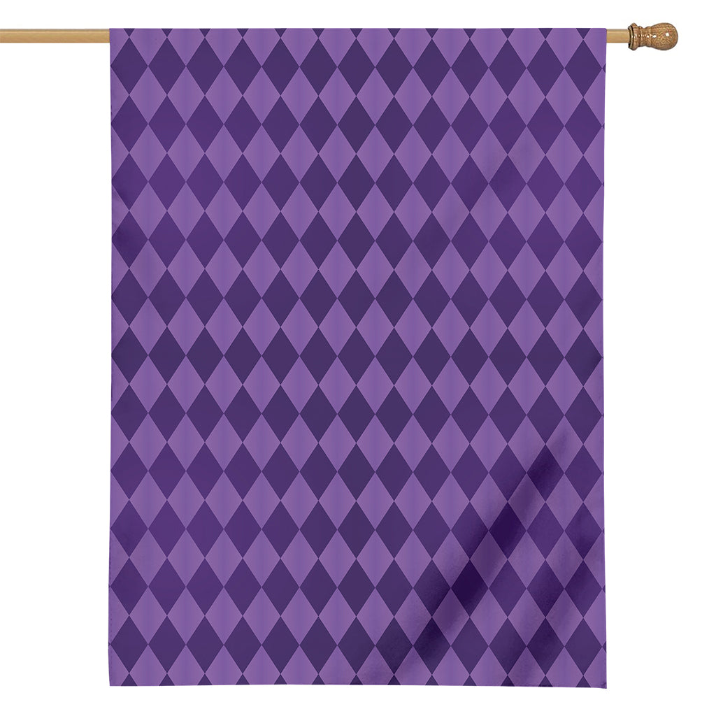 Purple Harlequin Pattern Print House Flag