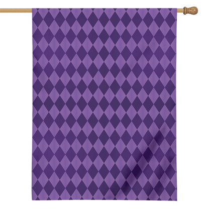 Purple Harlequin Pattern Print House Flag