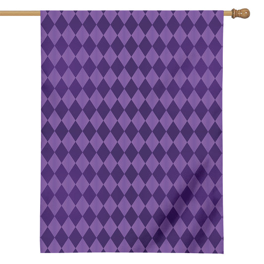 Purple Harlequin Pattern Print House Flag