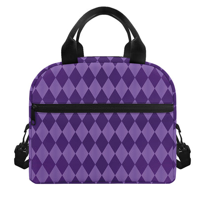Purple Harlequin Pattern Print Insulated Lunch Bag