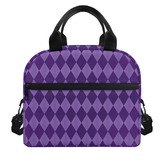 Purple Harlequin Pattern Print Insulated Lunch Bag