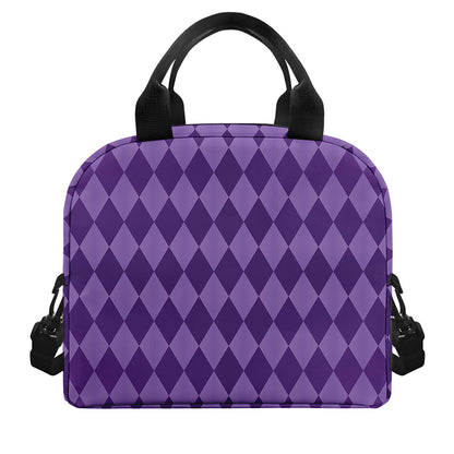 Purple Harlequin Pattern Print Insulated Lunch Bag