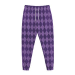 Purple Harlequin Pattern Print Jogger Pants