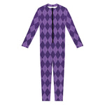 Purple Harlequin Pattern Print Jumpsuit