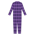 Purple Harlequin Pattern Print Jumpsuit