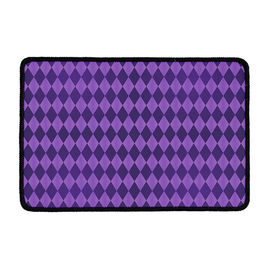 Purple Harlequin Pattern Print Kitchen Mat