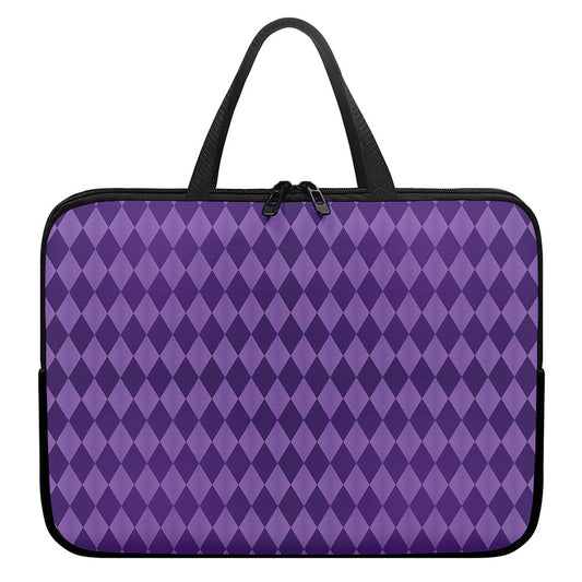 Purple Harlequin Pattern Print Laptop Sleeve With Handle