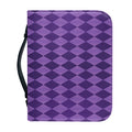 Purple Harlequin Pattern Print Leather Bible Cover