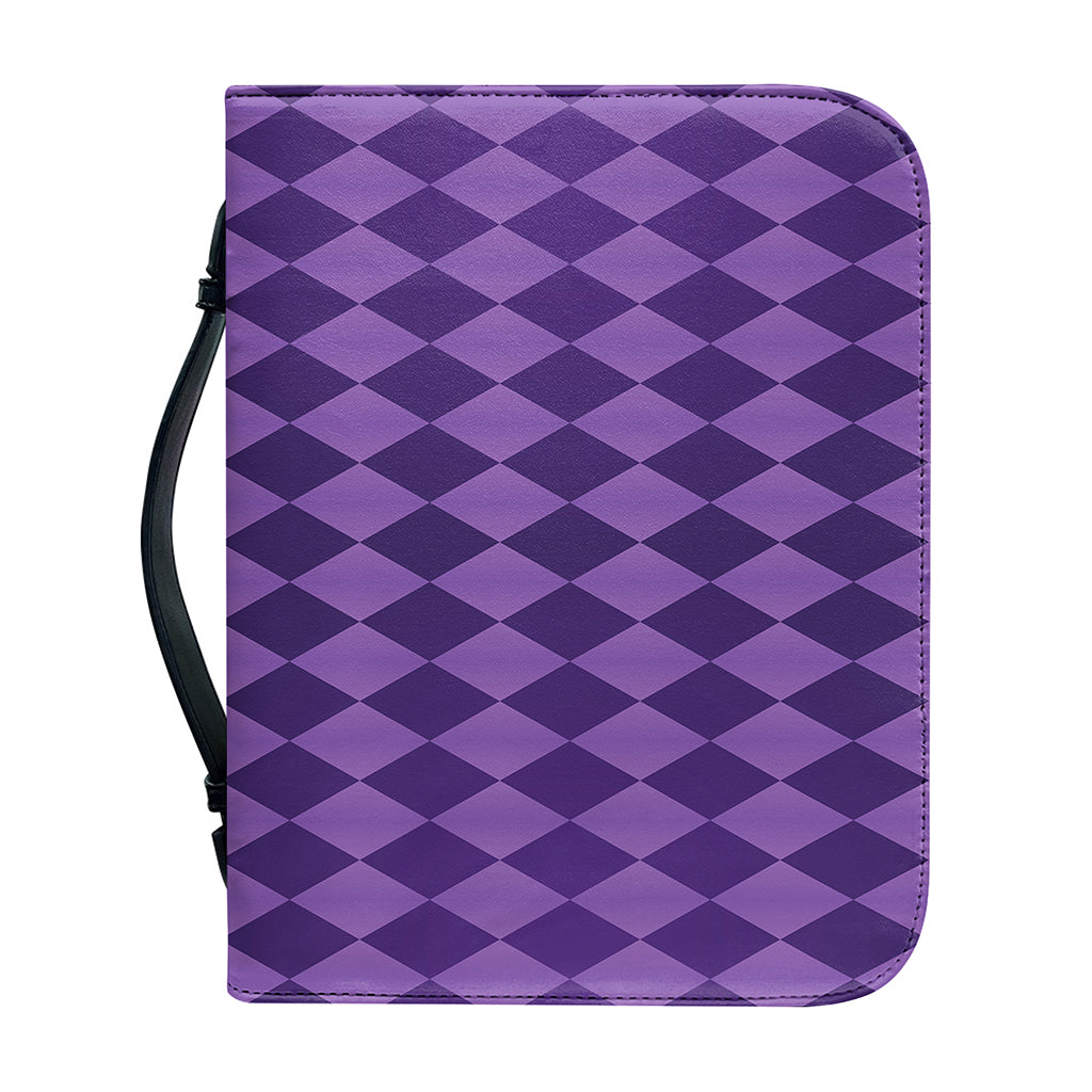 Purple Harlequin Pattern Print Leather Bible Cover