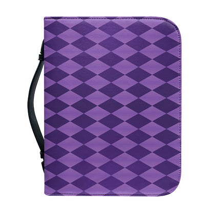 Purple Harlequin Pattern Print Leather Bible Cover