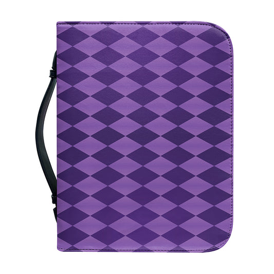 Purple Harlequin Pattern Print Leather Bible Cover