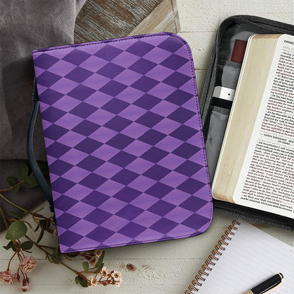 Purple Harlequin Pattern Print Leather Bible Cover