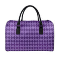 Purple Harlequin Pattern Print Leather Duffel Bag