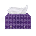 Purple Harlequin Pattern Print Leather Tissue Box Cover