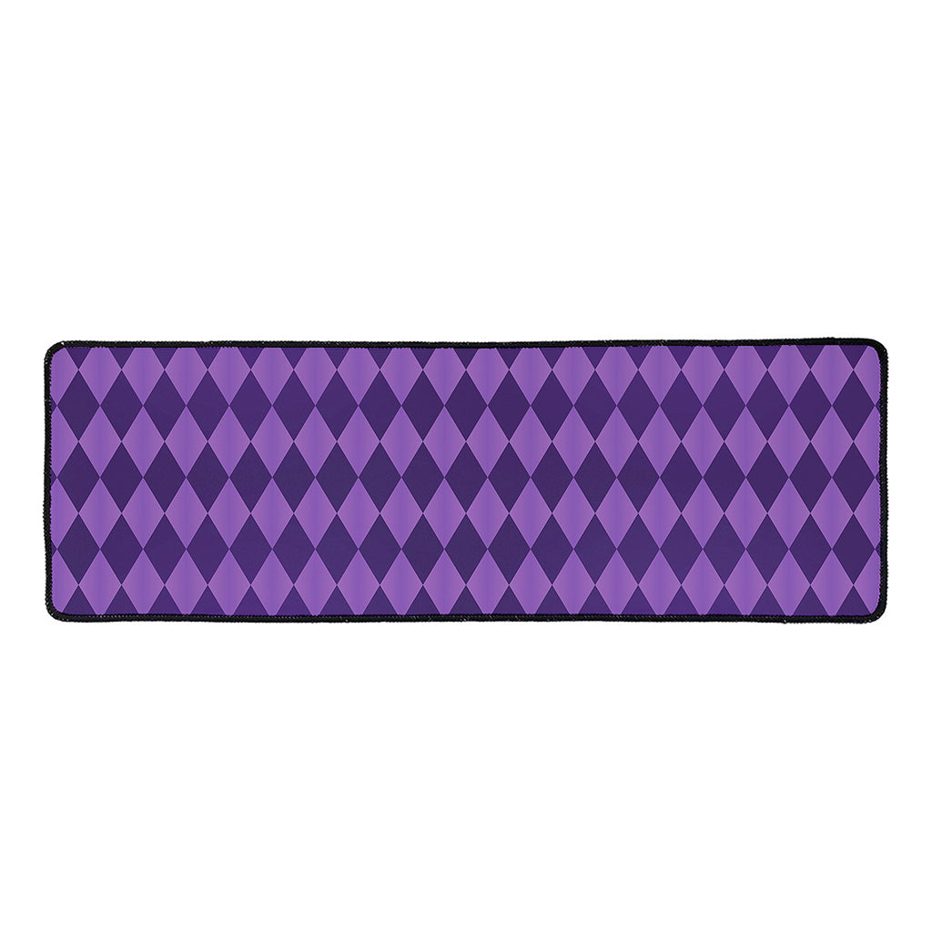 Purple Harlequin Pattern Print Long Kitchen Mat