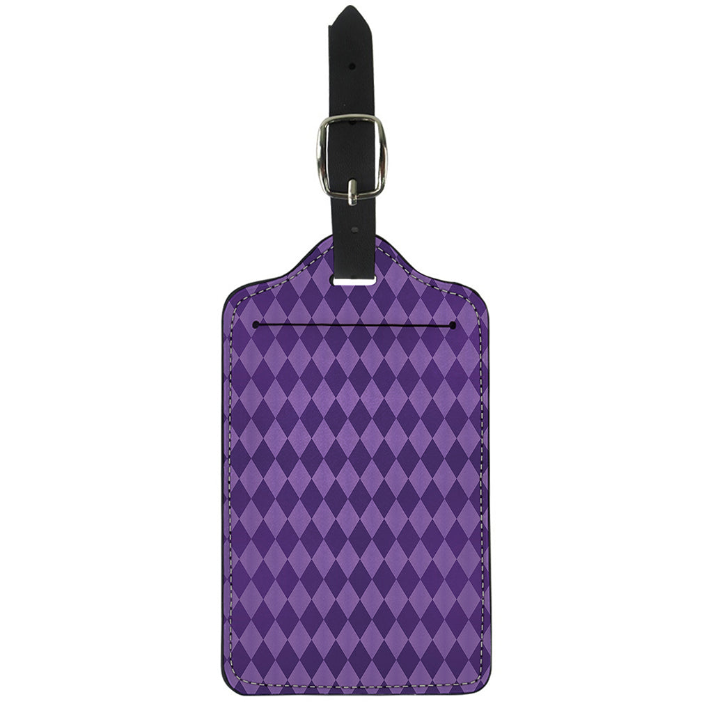 Purple Harlequin Pattern Print Luggage Tag