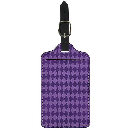 Purple Harlequin Pattern Print Luggage Tag