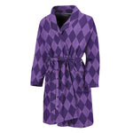 Purple Harlequin Pattern Print Men's Bathrobe