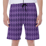 Purple Harlequin Pattern Print Men's Beach Shorts