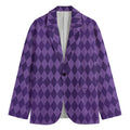 Purple Harlequin Pattern Print Men's Blazer