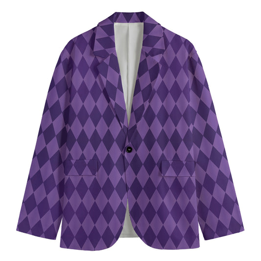Purple Harlequin Pattern Print Men's Blazer