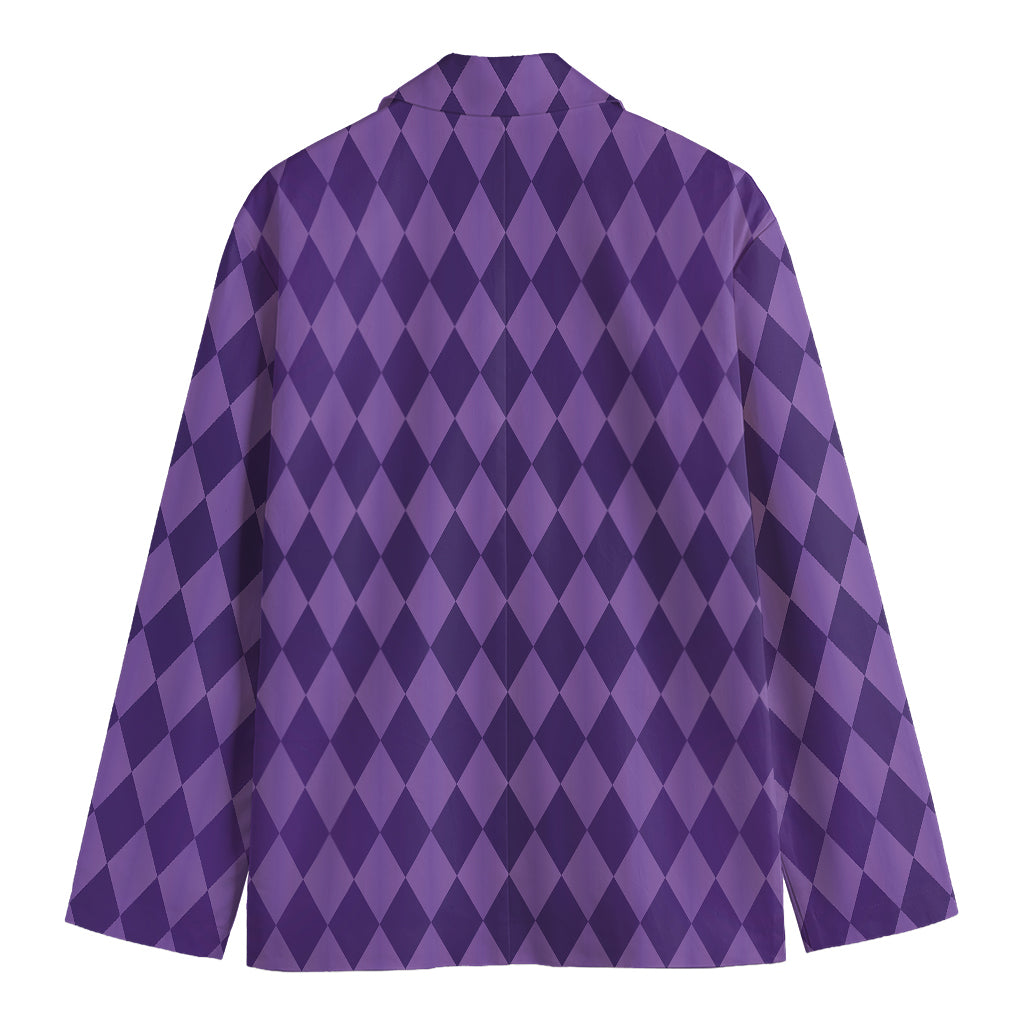 Purple Harlequin Pattern Print Men's Blazer