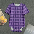 Purple Harlequin Pattern Print Men's Bodysuit