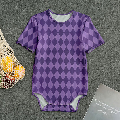 Purple Harlequin Pattern Print Men's Bodysuit