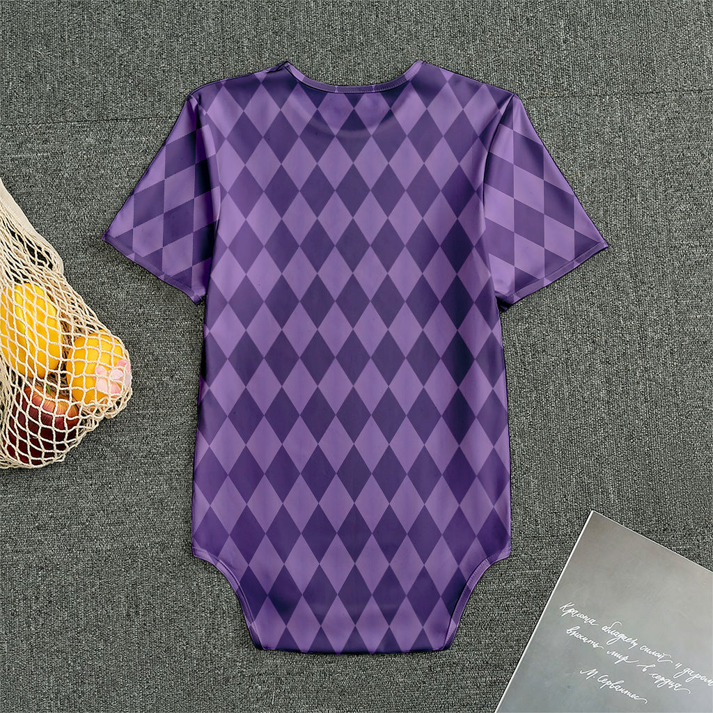 Purple Harlequin Pattern Print Men's Bodysuit