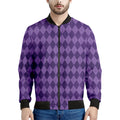 Purple Harlequin Pattern Print Men's Bomber Jacket