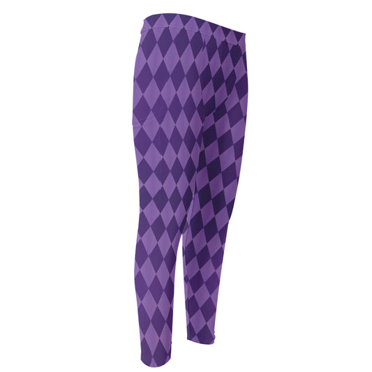 Purple Harlequin Pattern Print Men's Compression Pants