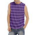 Purple Harlequin Pattern Print Men's Fitness Tank Top
