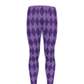 Purple Harlequin Pattern Print Men's Leggings