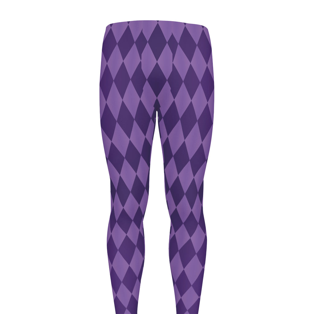 Purple Harlequin Pattern Print Men's leggings