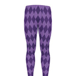Purple Harlequin Pattern Print Men's leggings