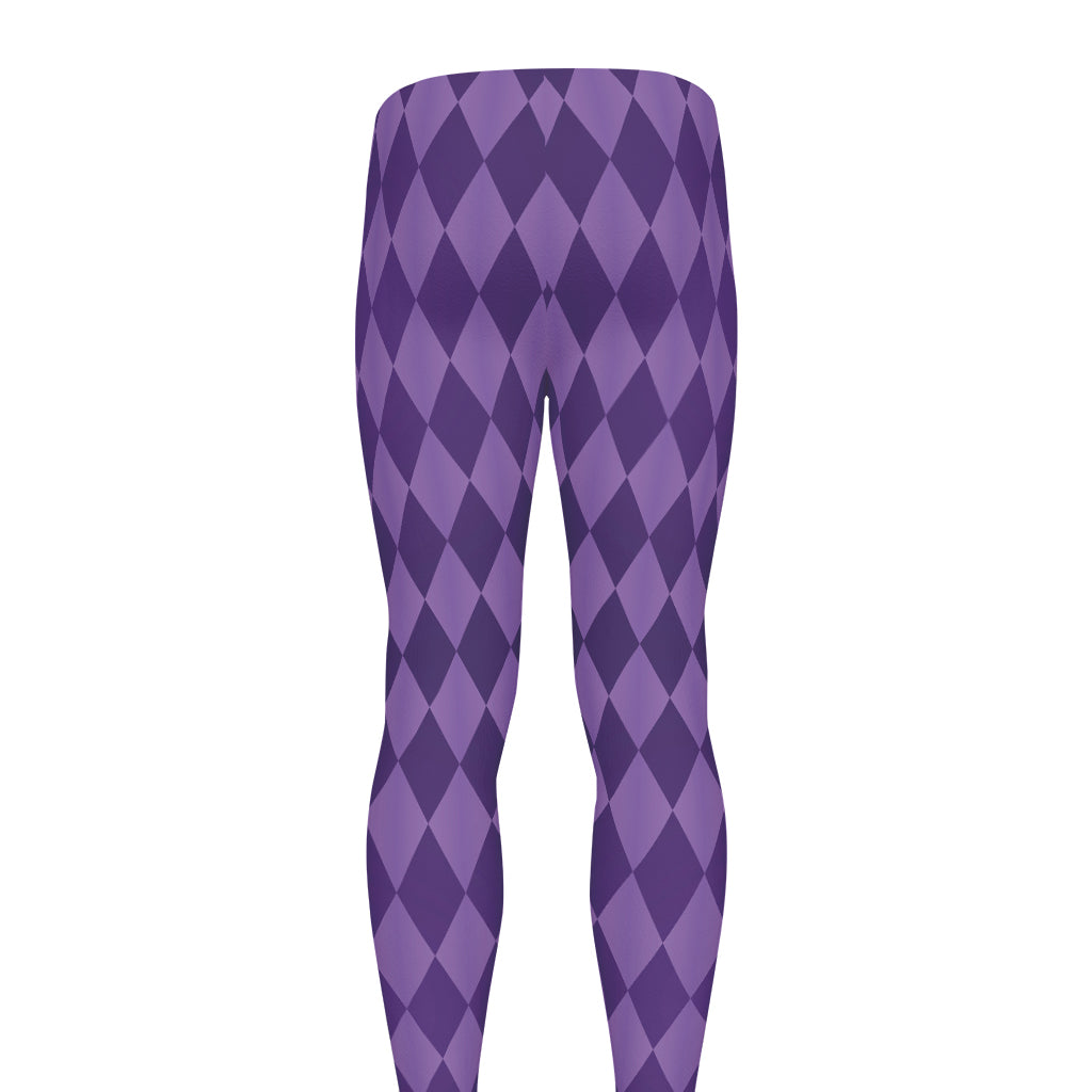 Purple Harlequin Pattern Print Men's leggings