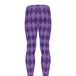 Purple Harlequin Pattern Print Men's leggings
