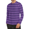 Purple Harlequin Pattern Print Men's Long Sleeve Rash Guard
