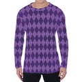 Purple Harlequin Pattern Print Men's Long Sleeve T-Shirt