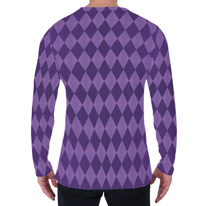 Purple Harlequin Pattern Print Men's Long Sleeve T-Shirt