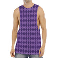 Purple Harlequin Pattern Print Men's Muscle Tank Top