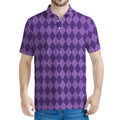 Purple Harlequin Pattern Print Men's Polo Shirt