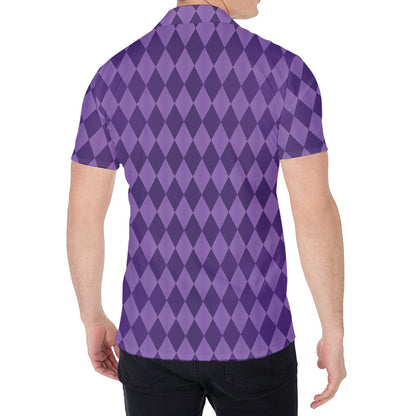 Purple Harlequin Pattern Print Men's Shirt